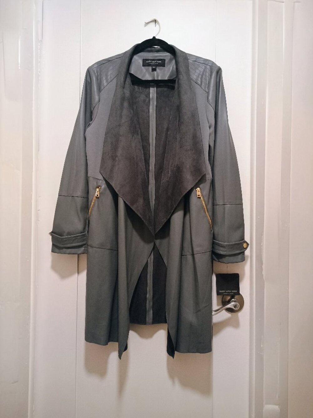 NWT Marc New York Gray Draped Waterfall Jacket L